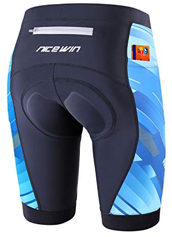 NICEWIN Radlerhose Damen mit Sitzpolster 4D Gepolstert Fahrradhose kurz Sporthose Atmungsaktive Schnell Trocknende Stoßfeste Radlershorts Damen,L,Blau