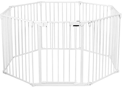 COSTWAY Barrera de Seguridad para Niños Perro Mascota Rejilla de Protección Plegable para Chimenea Escalera Puerta (Blanco)