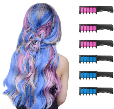 Hair Chalk for Kids Girls, MSDADA Temporary Bright Hair Color Dye for Kids Gifts for Girls Age 6 7 8-12+Colour Hairspray for Birthday Children's Day Halloween Christmas Party Cosplay DIY(Pink&Blue)