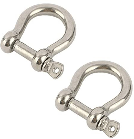 D Bow Ring Shackle Locks, 304 Stainless Steel D Ring, Screw Pin Anchor Shackle for Traction Steel Wire, Heavy Duty Construction, Rigging, Vehicle Recovery, Hauling, Tie Downs, Hanging (M12-2Pcs)