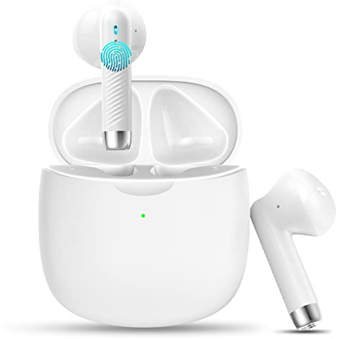 Wireless Earbuds, Bluetooth 5.4 Headphones in Ear with 4 Noise Cancelling Mic, Earbuds Stereo Bass, IP7 Waterproof Sports Wireless Earphones, 36H Playtime USB C Charging Buds White for Android iOS
