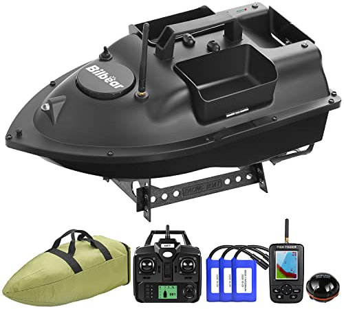 GPS Köderboot Futterboot mit Echolot und GPS Köderlieferboot RC Futterboot Hakentrageboot Fischköderboot,Sonarsensor Fischfinder,Ersatzakkus,Handtasche (Schwarz Boot mit Fischfinder)