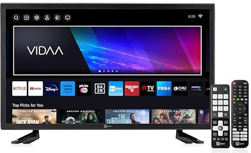 TELE System Smart TV 27 pollici Full HD Certificato CAM tivùsat HD TS27 FHD SMV13, Doppio telecomando, HbbTV, HDR10 HLG, Televisore LED frameless powered by VIDAA