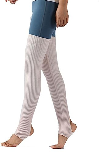 Yurosiay Lang Beinstulpen Ballett Damen Stricken Ballettstulpen Mit Fersenloch Overknees Beinwärmer Stulpen Winter Wärmer Gestrickte Stiefelstulpen Legwarmer für Ballett Fitness Yoga Rosa