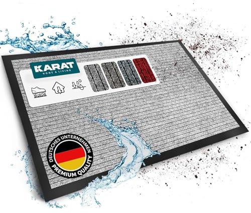 KARAT Schmutzfangmatte Dura - 90 x 150 cm, Grau - Fußmatte mit Rutschfester Rückseite - Türmatte für Eingangsbereich - Fußabtreter, Sauberlaufmatte, Türvorleger