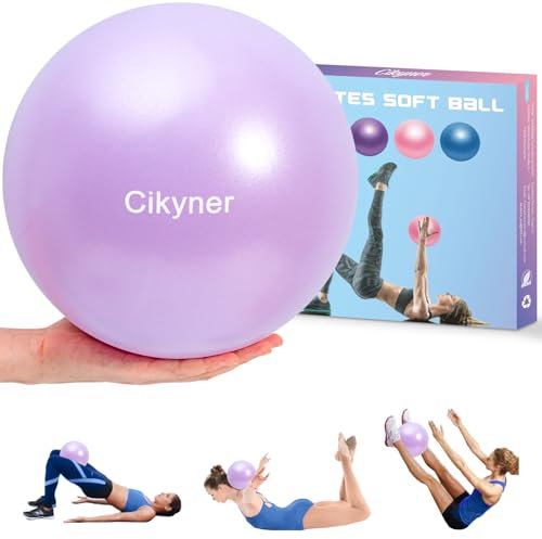 Cikyner Gymnastikball Klein, 23-25 cm Soft Pilates Ball mit aufblasbarem Strohhalm für Pilates, Yoga, Ganzkörpertraining, Verbesserung des Gleichgewichts zu Hause im Fitnessstudio (Hellviolett)