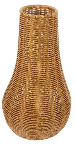 PRETYZOOM Panier de Fleurs en PE Tressé Imitation Rotin, Vase Simple pour Fleurs Séchées, Décoration Rustique Délicate pour Maison ou Bureau