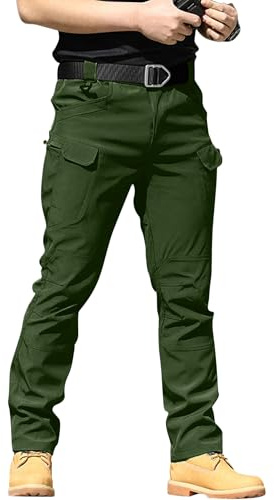 YAOBAOLE Pantaloni Tattici Uomo X7 Cargo Treillis Militare Escursionismo Caccia Pantaloni da Lavoro con Diverse Tasche, Verde militare, M