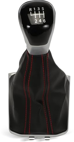 LDLRevX Pomello Leva Cambio Para Vw Ti-guan 2020-2024 6 Rapporti Con Cuciture Rosse, Resistente All'usura E Confortevole Velocità A Copertura Cuffia Cornice Soffietto Manopola Cambio Nero