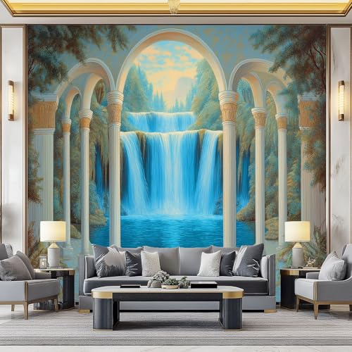 Tapet Europeisk Stil 200 X 140 Cm, Xxl Väggmålningar Flerfärgade Väggpapper För Vardagsrum Och Sovrum, Skog Bågvattenfall Fototapet Non-woven Tyg - Modern Heminredning