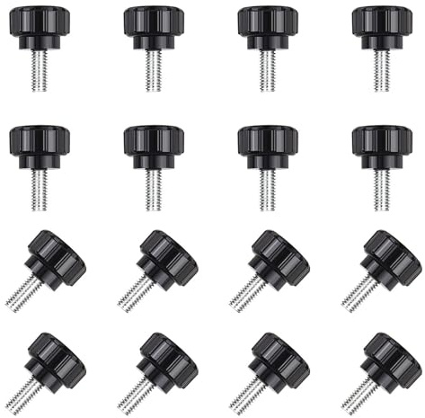 Xiedeai 16 Pcs M4 x 10mm Knurled Thumb Screws, Carbon Steel Thumbscrews for VESA Monitor Mount & Clamping Knob, Metric Threaded Grip Screws for DIY, Mounting, Fastening and Fixtures