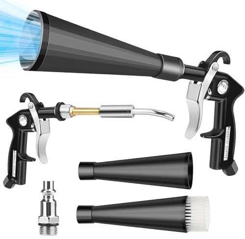 GGesii Compressed Air Cleaning Gun Made of Aluminium, Drying Gun for Car with 360° Rotating Nozzle, Compressed Air Accessories, Car Cleaning Tools for Cars for Quickly Removes Dirt and Dust