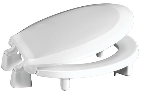Centoco 3 inch Raised Toilet Seat for Seniors, Round, Closed Front With Cover, Plastic, Made in the USA, 3L440STS-001, White