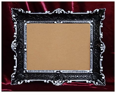 Lnxp Marco de fotos barroco con cristal 56 x 46 cm, rectangular, para 30 x 40 cm o 40 x 30 cm, marcos para cuadros, estilo barroco antiguo (negro, blanco, doble color)