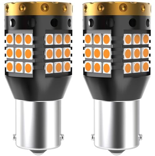 NATGIC 1156 BA15S P21W LED Lampadine per Indicatori di Direzione Ambra 3700LM 3030 45 SMD Canbus Errore Anti - Hyper Flash Gratuito per Indicatori di Direzione a LED Anteriori o Posteriori (Pack-2)