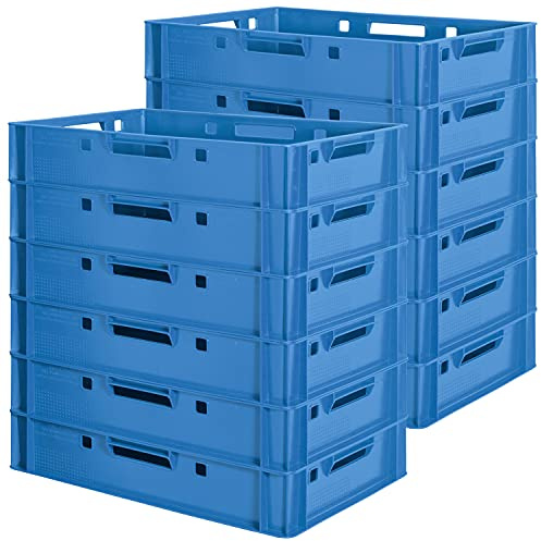 Euro Apilamiento de Plástico Caja Industrial Euro Caja Almacenamiento Eurobox E1 Azul Kingpower, Número:12