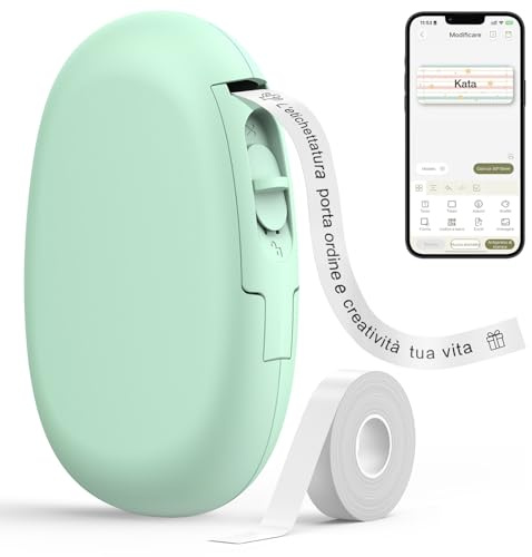 SUPVAN E10 Bluetooth Label Maker Machine with Tape, Continuous Waterproof Label, Versatile App with 35 Fonts and 1k+ Icons, Label Printer for Home, Kitchen, School, Office Organization, Green