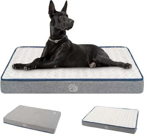 EMPSIGN Extra Large Orthopedic Dog Bed - Washable, Removable Cover, XXL Dog Beds Mattress for Crate, Grey, 112x76x7,5cm