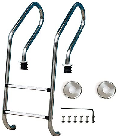 Lsoiup Edelstahl Poolleiter Inground Poolleiter Edelstahl-Schwimmbaddock für Salzwasserpools Max. Belastung 200 kg Eingebettete Installation Rostschutzhandlauf