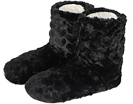 SIQITECH Pantoufles Montantes Femme Hiver Chaud Anti-Dérapant Chaussons d'hiver Chaussures de Maison Thermique Bottes Maison Bureau Noir Taille 38, 40