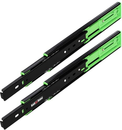 KOTARBAU® Schubladenschienen 250mm Push to Open Schubladenauszüge aus Stahl Schwarz Schwerlastauszug Schubladen Schienensystem Auszugsschienen Schiene Gleitschienen Teleskopschienen