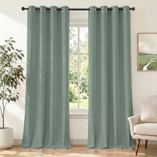 Ystyle Cortinas Salon Dormitorio 2 Piezas, 140×175cm, Cortinas Exterior Terraza Impermeable, Cortina Opacas Modernas Pesante con Ojales, Cortinas Termicas Aislantes Frio Y Calor, Verde Matcha