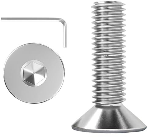 ORTAVA Lot de 20 vis à tête fraisée M6 x 14 en acier inoxydable A2 V2A Filetage complet avec clés à six pans creux