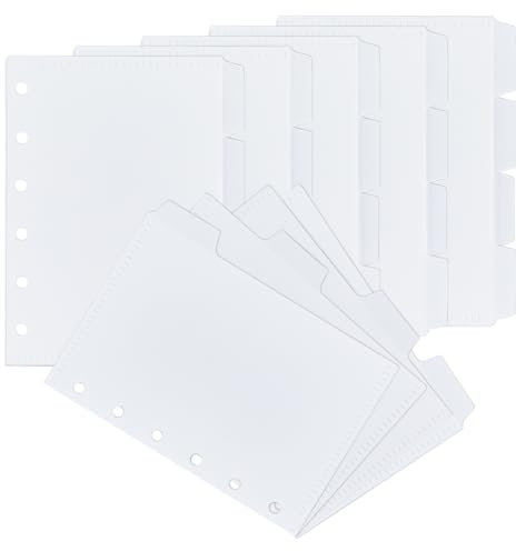 SUPERFINDINGS24 Blättern 12.3x9.1cm Löcher PP Ordnerteiler Weiße Registerreiter Rechteckige Notizbuch Registerteiler Einsteckbare Registerkarten Für Tagebuchordner