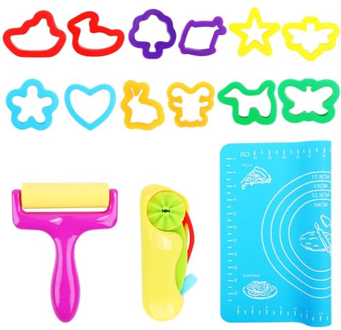 SUPRROW 15 Stück Knet Zubehör Kinder Set, Knete Werkzeug, Knetspielzeug Knetmasse Zubehör Mit Knetmatte, Knetzubehör Werkzeuge, Formen Kneten Zubehör Kinder