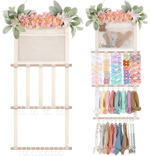 POVETIRE Headband Holder Hair Bows Organizer for Girls, Hair Accessories Display Storage Wall Hanging Decor for Baby Nursery Toddler Girls Room
