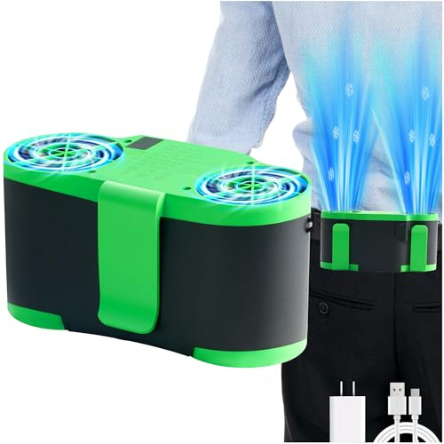 Lvkakmox 20000mAh Waist Fan - Belt & Shirt 3 In 1 Portable Waist Clip Fan, 6 Speeds With Lanyard, for Outdoor Works, Farm, Hiking, Camping, Travel