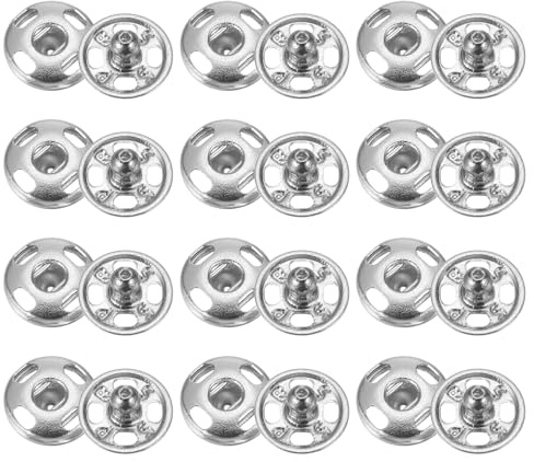 QUARKZMAN 48 set sybara tryckknappsset, 9 mm sytillbehör metallknappar, pysselknappar, ersättningsknappar, syknappar för jacka, kläder, jeans, väskor, plånbok, handväska, knappar, vit