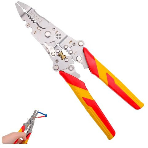 Alicate Pelacables 9 en 1 Profesional | Cortaalambres VDE | Herramienta Eléctrica con Cortapernos, Cizalla | Kit Electricista LTHERMELK