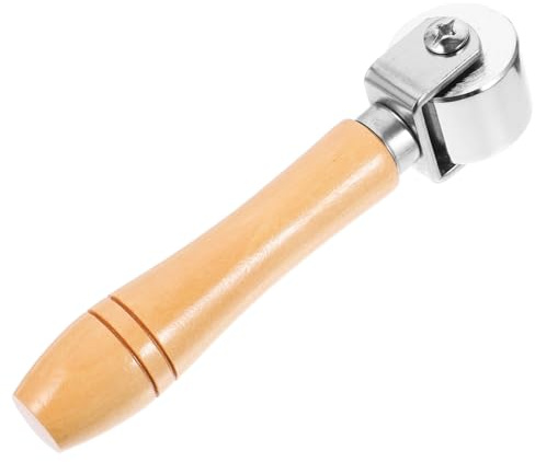HOMSFOU Rodillo de Presión para Costura y Cuero Mango de Madera y Cuerpo de Hierro, Herramienta Versátil para Acolchado y Crimpado en Manualidades