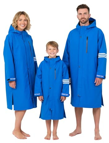 Owntop Bata Cambiadora Impermeable para Adultos - Parka de Natación de Manga Larga y Talla Grande con Forro Polar, de Secado Rápido y Abrigada | Ideal para Surf, Playa, Natación y Camping(Azul,M)