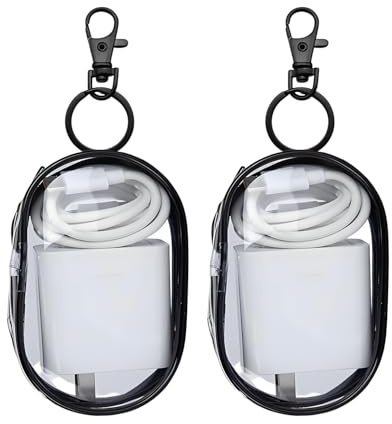HUVZOR 2 Bolsas para Guardar Cables, Bolsa de Viaje para organizar Cables, Mini Estuche para Cables de Carga, Caja de Almacenamiento portátil Transparente para organizar Cables de Datos,Negro
