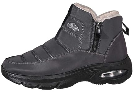 Generisch 2026 Winter Snow Boots Warm Faux Fur Lining Comfortable Thermal Insulated Outdoor Cold Weather, gray, 8.5 UK