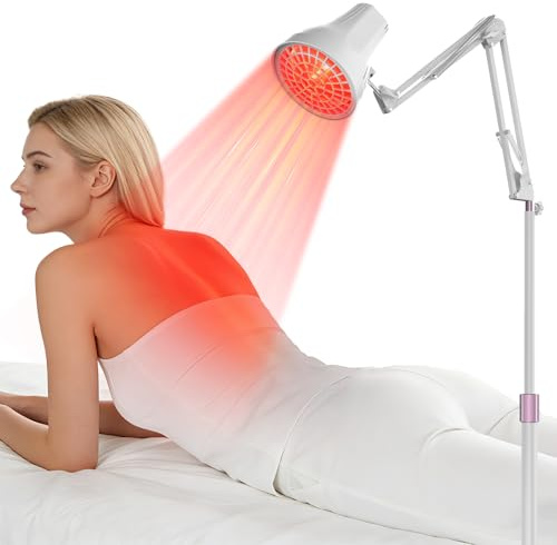 Relhafethy 150W Floor Infrared Lamp, 660nm Red Light & 810-1000nm Infrared Light Lamp, 3 Power Settings & 10-90Mins Timer, Flexiable Adjustable Height and Angle, for Relaxation at Home