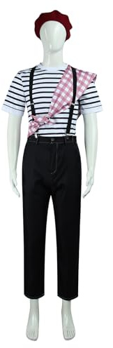 LIOEUE Disfraz De Gustav (Expedición 33) Para Hombre | Traje Estilo Francés Con Boina, Camisa De Rayas Y Tirantes Para Halloween Y Carnaval-clothes||XL