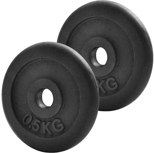 Komodo Set of 2x Cast Iron Weight Plates for 1 Inch Bars | Suitable for 1in standard barbells and dumbbells, Embossed for weight recognition, Large rim for grip