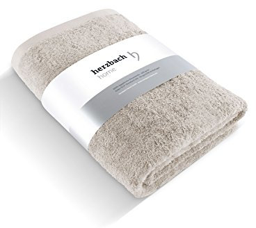 herzbach home Premium Duschtuch 70 x 140 cm (Sandgrau) – Großes, weiches & saugstarkes Dusch-Handtuch in Bester Qualität – 100% natürliche Baumwolle
