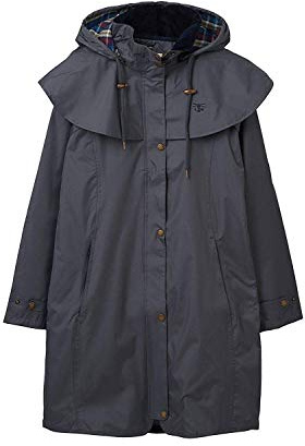 LightHouse Outrider Women's 3/4 Length Waterproof Raincoat - Windproof Lightweight Outdoor Jacket with Detachable Hood and Adjustable Cuffs (Urban Grey, 20)