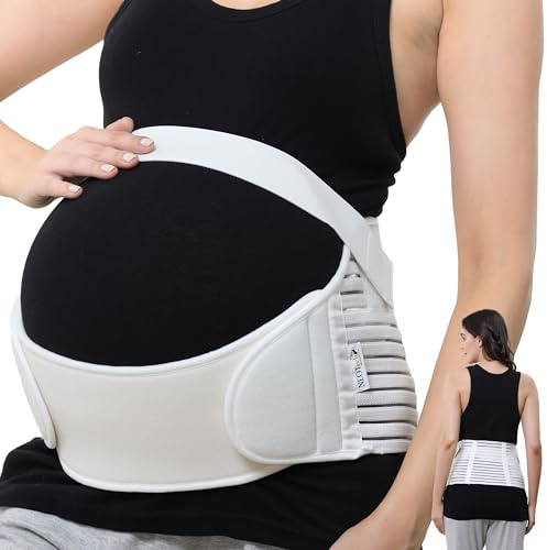 NEOtech Care - Fascia per maternità - Supporto per la gravidanza - Cintura vita/schiena/addome (Avorio, M)