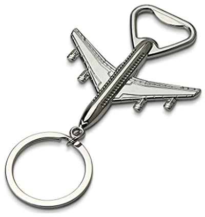 ARFUKA Bottle Opener Keyring Aircraft Shaped Soda Beer Bottle Opener Keychain Beverage Bottle Opener Key Ring, Women Men Gift for Wedding Christmas and Birthday Silver