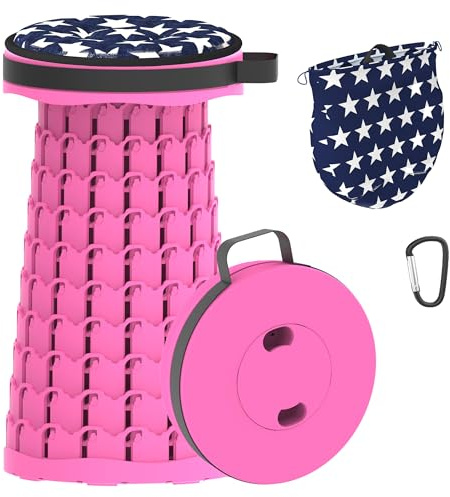 LOCYOP Taburete de Camping portátil telescópico para Pesca Resistente para Exteriores en Interiores y Exteriores, Senderismo, Barbacoa, con Bolsa de Transporte y cojín, Carga máxima 600lbs