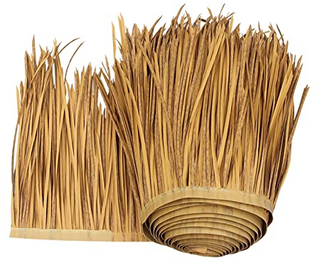 YANGUANG Palmdach Paneele Künstliche Palmgras Rolle Kunststoff PE Strohdach Dekoratives Feuerfest und Anti-Aging für Tiki Bar Garten Terrasse Pavillons Hausdekoration, Strohfarbe(Size:10m/32.8ft)