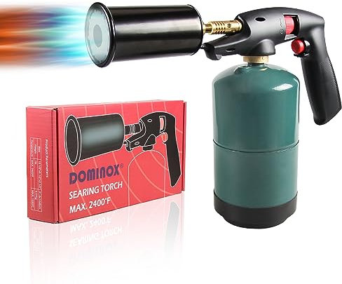 DOMINOX Cooking Torch for Creme Brulee, Fits All Propane Tanks, Gas Torch for BBQ, Baking, Brulee, DIY (Butane Gas Not Included)