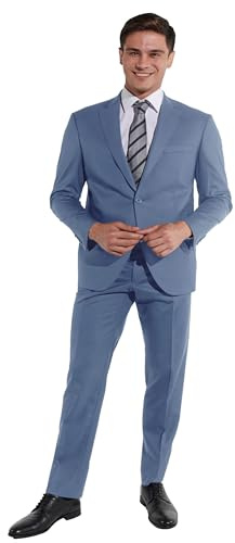 Steffen Klein Herren Anzug - Regular Fit - Größe 50 - Zweiteiler Business Anzug - Elastischer Komfort - Klassischer Schnitt - Hellblau