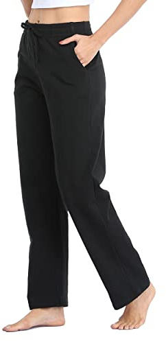 Willit Pantalones de chándal para mujer de algodón, pantalones largos deportivos, pantalones de ocio, pantalones deportivos, pantalones de yoga, pierna recta, pantalones de entrenamiento, pantalones