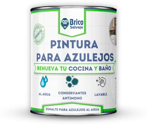 BRICOSALVAJE Pintura para Azulejos Cocina y Baño al Agua MATE | Sin Imprimación | Lavable | Gran dureza (Blanco Alpino, 4 Litros)